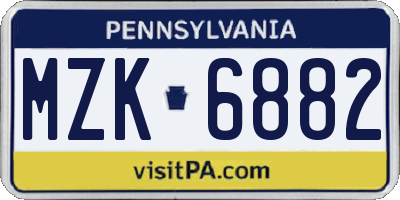 PA license plate MZK6882