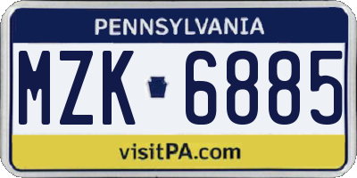 PA license plate MZK6885