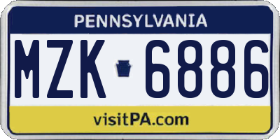 PA license plate MZK6886