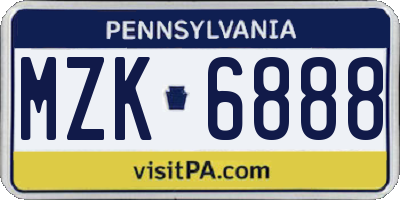 PA license plate MZK6888