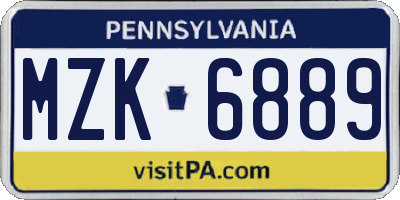 PA license plate MZK6889