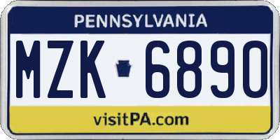 PA license plate MZK6890
