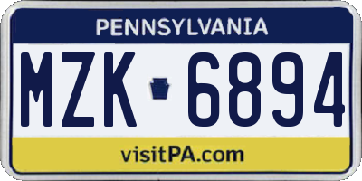 PA license plate MZK6894