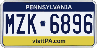 PA license plate MZK6896