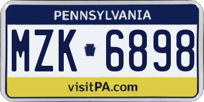 PA license plate MZK6898