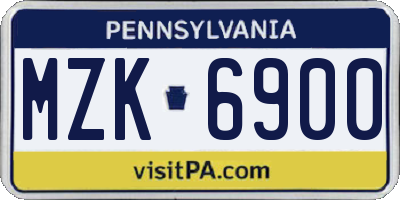 PA license plate MZK6900