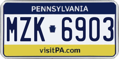 PA license plate MZK6903