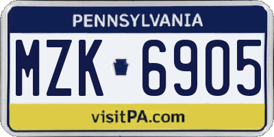 PA license plate MZK6905