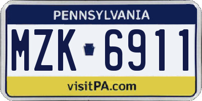 PA license plate MZK6911
