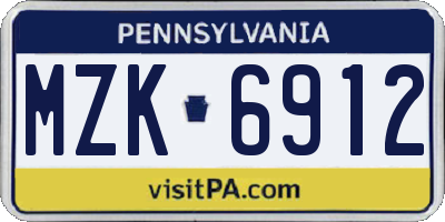 PA license plate MZK6912