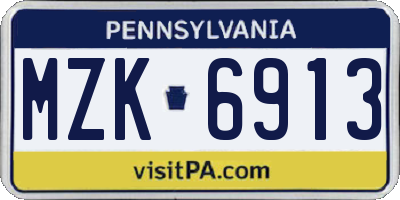 PA license plate MZK6913