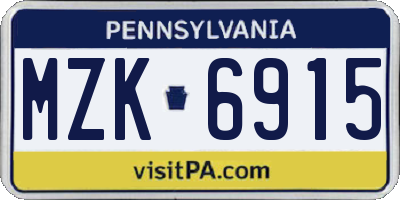 PA license plate MZK6915