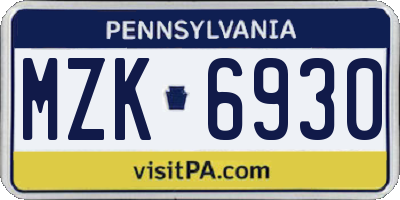 PA license plate MZK6930