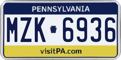 PA license plate MZK6936