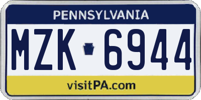 PA license plate MZK6944