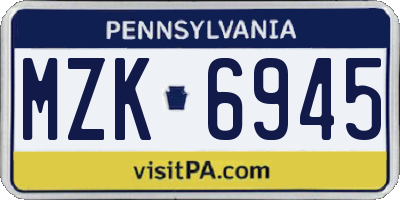 PA license plate MZK6945