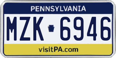 PA license plate MZK6946