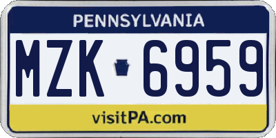 PA license plate MZK6959
