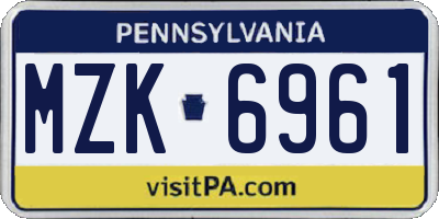 PA license plate MZK6961