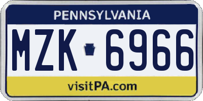 PA license plate MZK6966