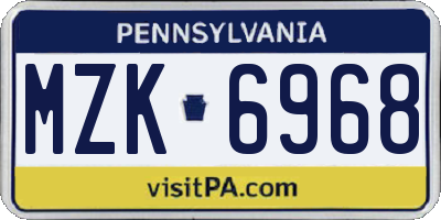 PA license plate MZK6968