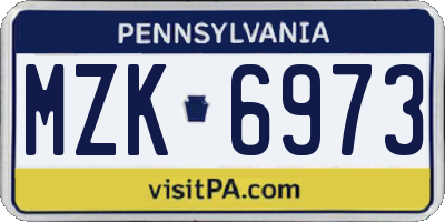 PA license plate MZK6973
