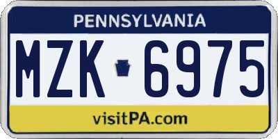 PA license plate MZK6975