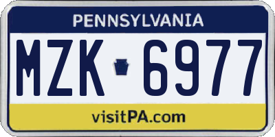 PA license plate MZK6977