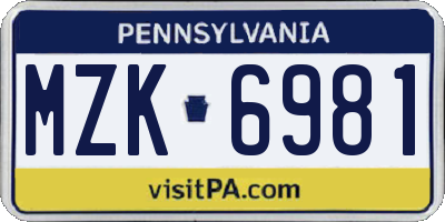 PA license plate MZK6981