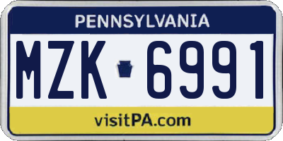 PA license plate MZK6991