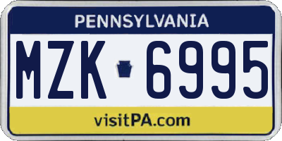 PA license plate MZK6995