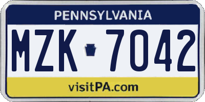 PA license plate MZK7042