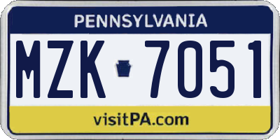 PA license plate MZK7051