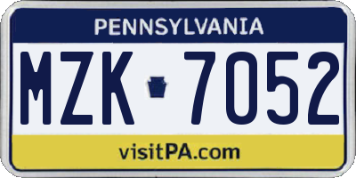 PA license plate MZK7052