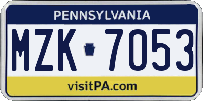 PA license plate MZK7053