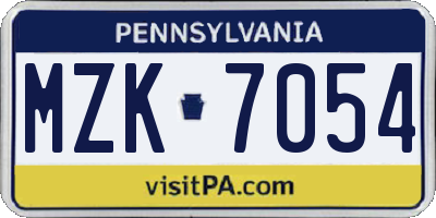 PA license plate MZK7054