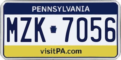 PA license plate MZK7056