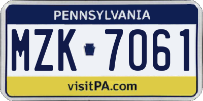 PA license plate MZK7061