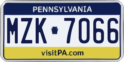 PA license plate MZK7066