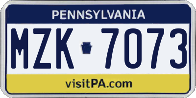 PA license plate MZK7073