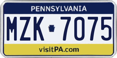 PA license plate MZK7075