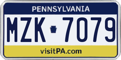 PA license plate MZK7079
