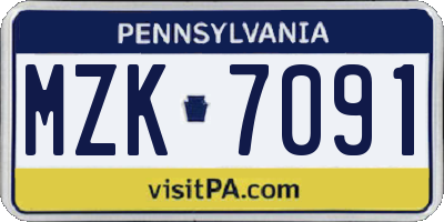 PA license plate MZK7091