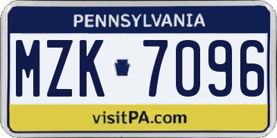 PA license plate MZK7096