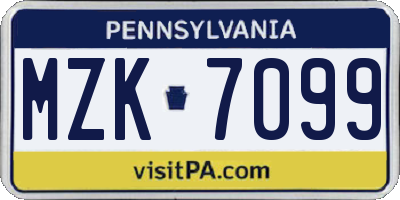 PA license plate MZK7099