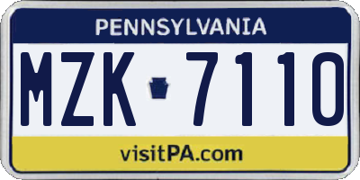 PA license plate MZK7110