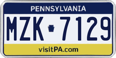 PA license plate MZK7129
