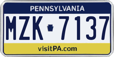 PA license plate MZK7137