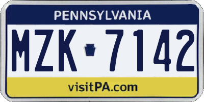 PA license plate MZK7142