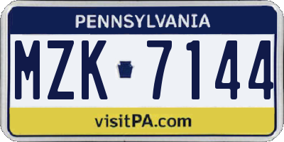PA license plate MZK7144